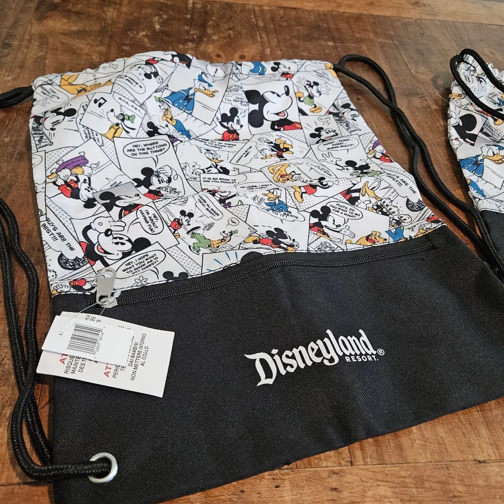 Two Disneyland Resort Mickey and Friends Cartoon Cinch Bags
